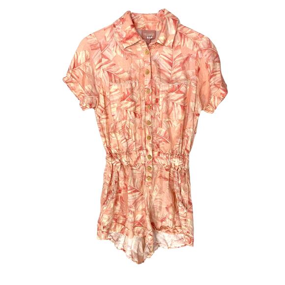 Show Me Your Mumu Bexley Tropical Resort Linen Blend Romper Missing Belt Small - Picture 3 of 12